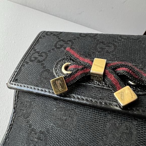 GUCCI Princy GG Logo Canvas Bifold Wallet Black Authentic - Picture 3 of 16